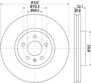 Гальмівний диск перед. A4/A5/A6/A7/Q5 07- 1.8-4.0 (PRO) 320mm - HELLA 8DD355117191