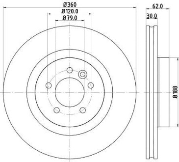 Диск гальмівний з покриттям PRO; передн. - HELLA 8DD355118871