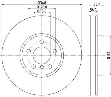 Диск гальмівний з покриттям PRO; передн., прав. - HELLA 8DD355119271