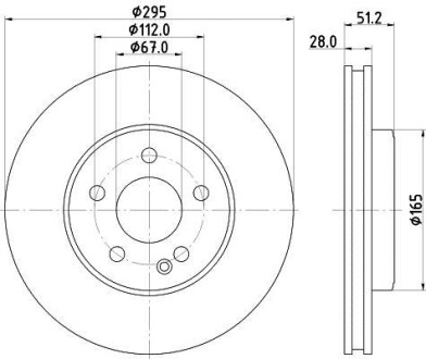 Диск тормозной MERCEDES A(W176) 12-/B(W246) 11- передний D=295мм - (2464210112, 402065DA0A, 40206HG00B) HELLA 8DD355119591