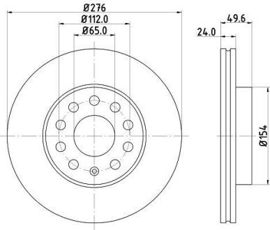 Диск гальмівний з покриттям PRO; передн. - HELLA 8DD355122721