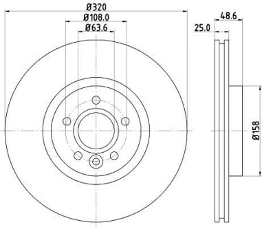 Диск гальмівний з покриттям PRO; передн. / Kuga II 2012> - HELLA 8DD355125151