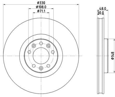 Диск гальмівний з покриттям PRO; передн. - HELLA 8DD355125331