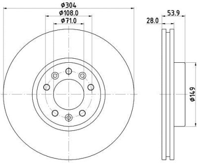 Диск гальмівний з покриттям PRO; передн. - HELLA 8DD355125411