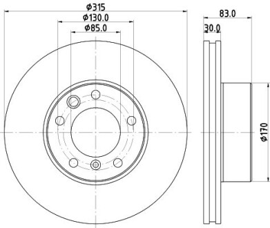 Гальмівний диск перед. MB W460/W461/W463 79- 2.3 -6.0 Pro HC - HELLA 8DD355132-151