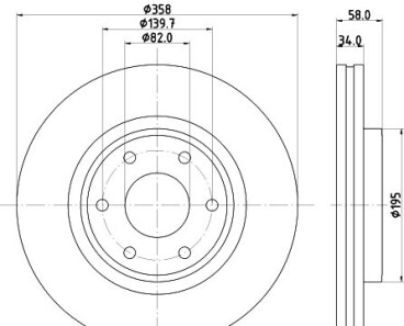 Nissan диск гальмівний передній patrol 5.6 10- - (402061LB1A, 402061LB0A) HELLA 8DD 355 132-441