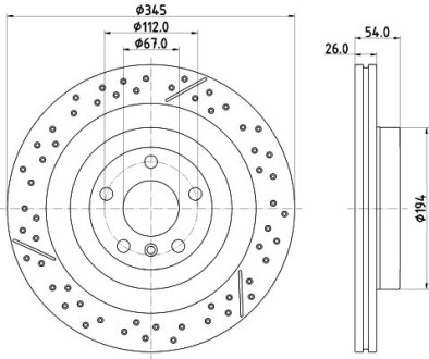 Диск гальмівний PRO High Carbon; задн. / MB GLE, GLS 2015-2019 - HELLA 8DD355132461