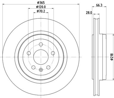 Tesla гальм. диск задн. model s 14-, model x 16- - HELLA 8DD 355 132-901