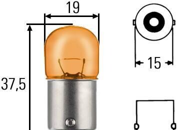 Лампа накаливания RY10W 12V 10W желтый - (yy04500207105) HELLA 8GA002071051