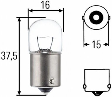 Автолампа Behr Standard R5W BA15s 5 W прозрачная - HELLA 8GA002071241