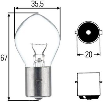 Лампа розжарювання, F2 24V 35W BA 20s - HELLA 8GA002083251