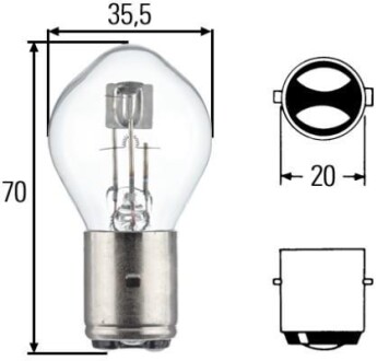 Лампа розжарювання S2 12V 35/35W BA20d - HELLA 8GD002084131