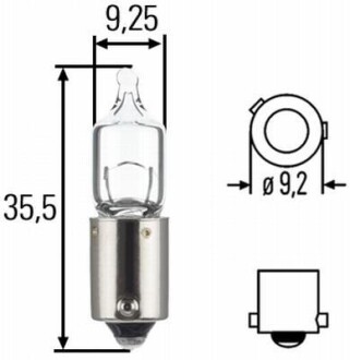 Автолампа BA9S 12V 6WT6W H6W 12V6W - (9098111018, 000000000172, 000000008138) HELLA 8GH007643121