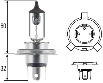 Лампа розжарювання, H4 24V 75/70W P 43t - HELLA 8GJ002525251