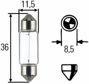 Лампа розжарювання HEAVY DUTY C5W 24V 5W SV 8,58 - (t07HEL006, MBU242, 7019926) HELLA 8GM002092241