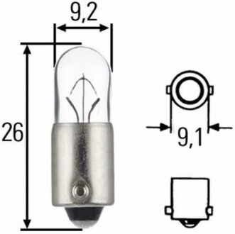 Лампа розжарювання, T4W 24V 4W BA 9s - (7050631, 14142390, 5003097022) HELLA 8GP002067241