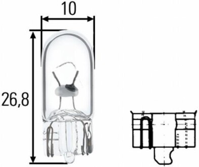 Лампа розжарювання, W3W 24V 3W W 2,1 x 9,5d - (z1219241, 0190698800) HELLA 8GP003594241