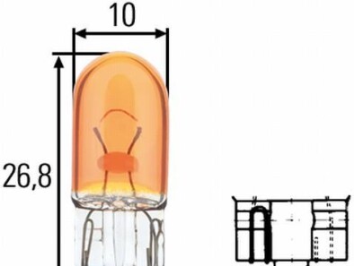 Лампа накаливания WY5W 12V 5W (блистер 2шт) - HELLA 8GP003594543