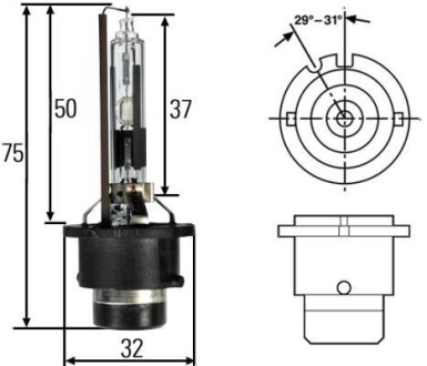 Лампа ксенонова D2R, 35W, Pk32d-3 - HELLA 8GS007001151