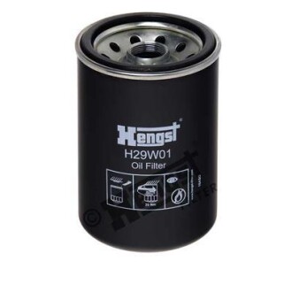 Масляний фільтр (фільтр, що вгвинчується) ATLAS 365, QAS 125 COMPAIR RO370 HITACHI LX150 HYUNDAI R110-7, R110D-7 INGERSOLL RAND DRC600, DRCH480 KOBELCO ED150, ED150-2, SK130-8, SK135SR - ((3254001600, 6136515121, 6136515120, XJAF00388)) HENGST FILTER H29W01