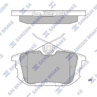 Колодки задние - (ay060mt007, mb928314, mn116770) Hi-Q (SANGSIN) SP1531