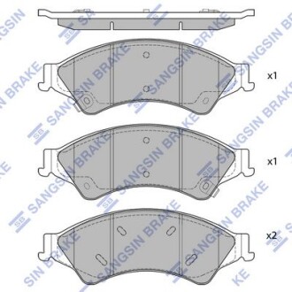 Комплект гальмівних накладок, дискове гальмо - Hi-Q (SANGSIN) SP1596