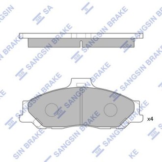 Комплект гальмівних накладок, дискове гальмо - Hi-Q (SANGSIN) SP1628