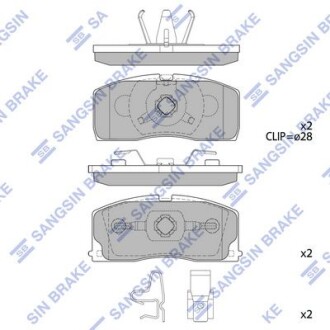Комплект гальмівних накладок, дискове гальмо - Hi-Q (SANGSIN) SP2154