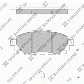 Комплект гальмівних накладок, дискове гальмо - Hi-Q (SANGSIN) SP4264