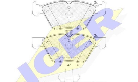 Колодки гальмівні (передні) MB E-class (W210/W211)/Chrysler Crossfire 96-08 - ICER 181259