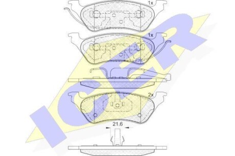 Колодки гальмівні (задні) Chrysler Voyager IV 00-08/Dodge Caravan 00-07/Jeep Cherokee 01-08 - ICER 181564
