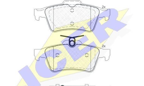 Комплект тормозных колодок, дисковый тормоз - ICER 181651-200