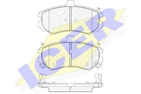 Колодки гальмівні (передні) Hyundai Elantra 00- - (581012DA50) ICER 181666