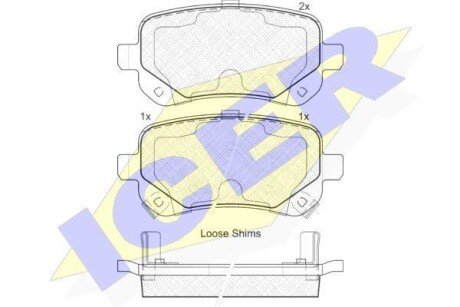 Колодки гальмівні (задні) VW Routan 08-13/Chrysler Grand Voyager 07-/Dodge Journey 08- - ICER 181910