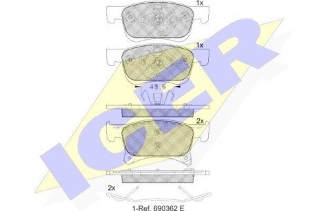 Колодки гальмівні (передні) Opel Corsa E 14-/Chevrolet Orlando 18- - ((1605281, 95517029)) ICER 182221