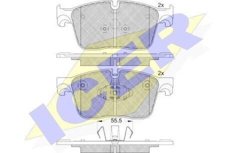 Колодки гальмівні (передні) Land Rover Range Rover Velar 2.0/3.0 17- - (j9D1118, T2H16147, T2H21043) ICER 182238