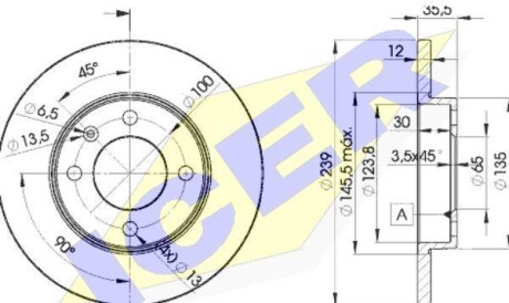 Тормозной диск - (321615301, 175615301, 839615301) ICER 78BD3300-2