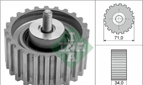 Направляющий ролик ремня ГРМ Fiat Ducato 2.3JTD 02- (71х34) - (500371975, 500388688, 500390458) INA 532 0441 10