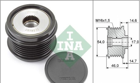 Механизм свободного хода генератора - (1800A350, 5705KV, 9664779680) INA 535 0308 10