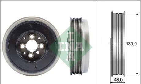 Шків колінвалу VW T5 1.9TDI 03-09, 63/77kw, AXC/AXB - (ym216b320aa, 38105243m, 38105243k) INA 544 0065 10