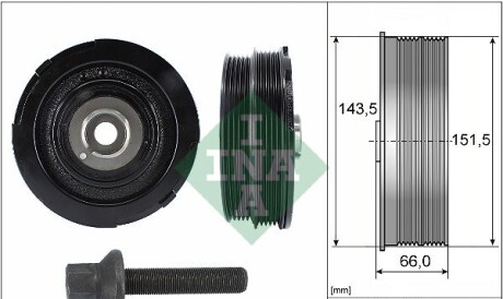 Шків колінвалу BMW 5 (E39) 520d 00-03 (з болтом) M47 D20 (204D1) - (11232247565) INA 544 0069 20