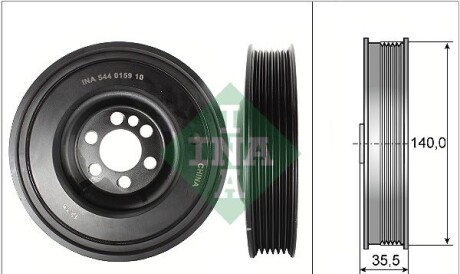 Шків колінвалу Audi A4/A6/VW Golf V/VI/VII/Passat 2.0TFSI 05-12 (6PK) - INA 544 0159 10