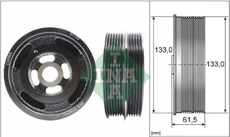 Шків колінвалу Ford Focus II/III/Mondeo IV 1.6 Ti 04- - (4M5G6B321ZC, 1490906, 4M5G6B321ZA) INA 544 0167 10