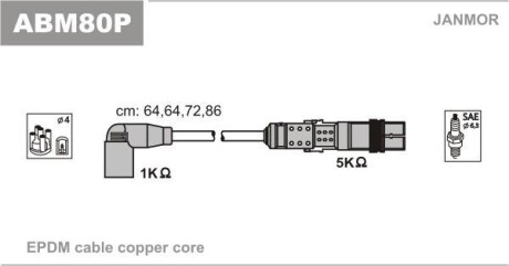 Комплект проводов зажигания - (030905430N, 030905430P, 030905430Q) Janmor ABM80P