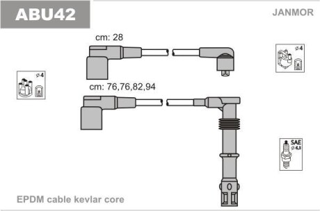 Комплект проводов зажигания - (053905431, 053905433, N10238502) Janmor ABU42