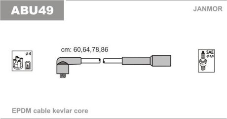 Комплект проводов зажигания - (06A905409N, 06A905405N) Janmor ABU49