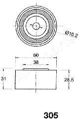 Фото 2 - Натяжной ролик ремня ГРМ JAPANPARTS BE-305 (BE305)