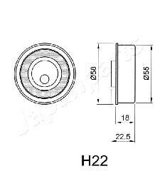 Фото 2 - Натяжний ролик ременя ГРМ JAPANPARTS BE-H22