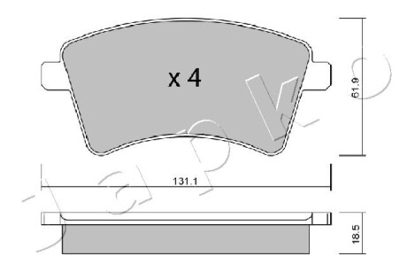 Фото 2 - Гальмівні колодки JAPKO 500720