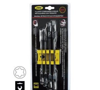 Набор ключей гибких накидных комбинированных с трещоткой Torx 4 шт (E6xE8/E10xE12/E14xE18/E20xE24) - JBM 50754